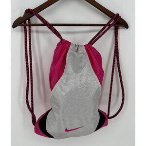 Nike Pink & Gray Drawstring Backpack With Interior Pockets & Rope Straps Lightwe